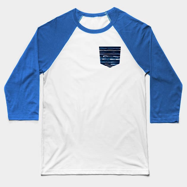 Pocket- electric ink stripes Baseball T-Shirt by ninoladesign